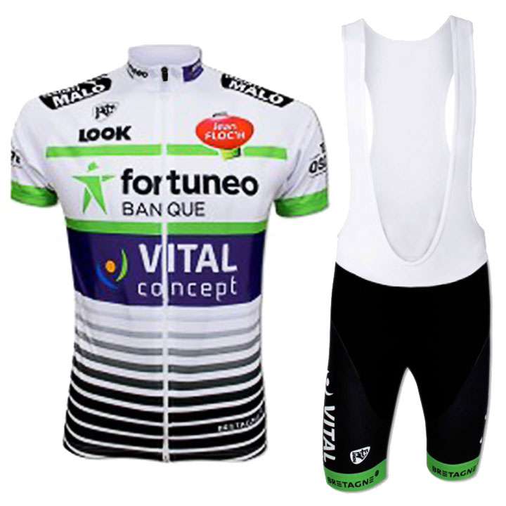 Fortuneo Vital Concept Kurzarmtrikot 2017 und Kurze Tragerhose Wei